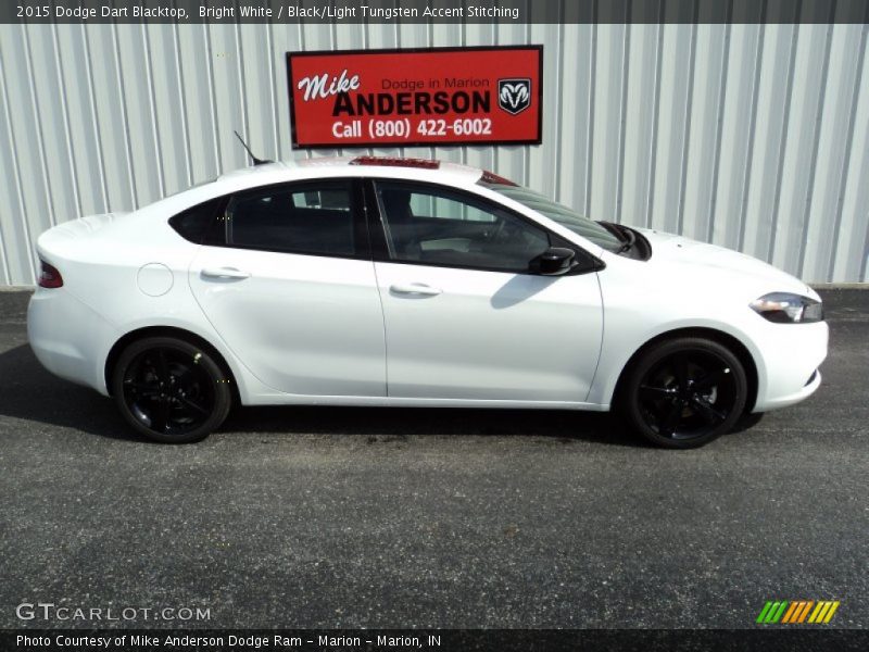 Bright White / Black/Light Tungsten Accent Stitching 2015 Dodge Dart Blacktop