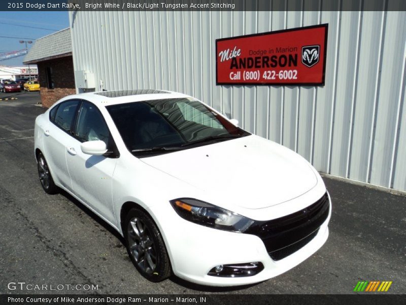 Bright White / Black/Light Tungsten Accent Stitching 2015 Dodge Dart Rallye
