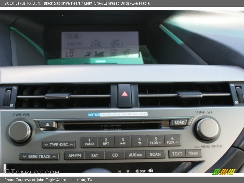 Black Sapphire Pearl / Light Gray/Espresso Birds-Eye Maple 2010 Lexus RX 350