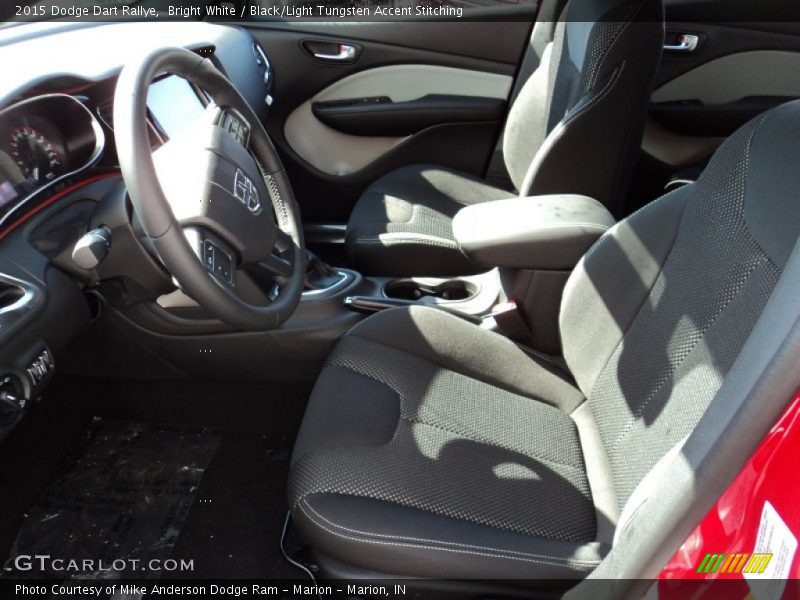 Bright White / Black/Light Tungsten Accent Stitching 2015 Dodge Dart Rallye