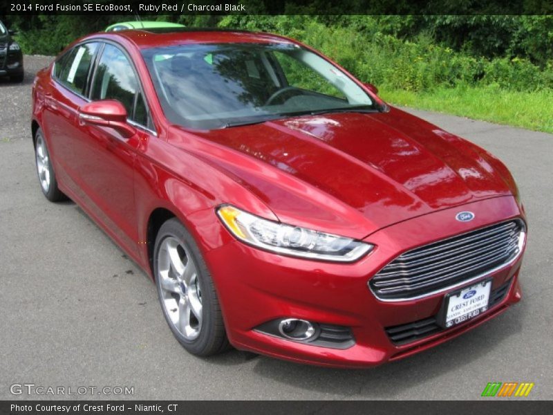 Ruby Red / Charcoal Black 2014 Ford Fusion SE EcoBoost