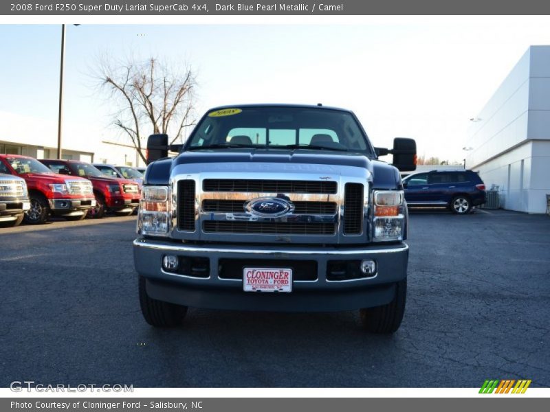 Dark Blue Pearl Metallic / Camel 2008 Ford F250 Super Duty Lariat SuperCab 4x4