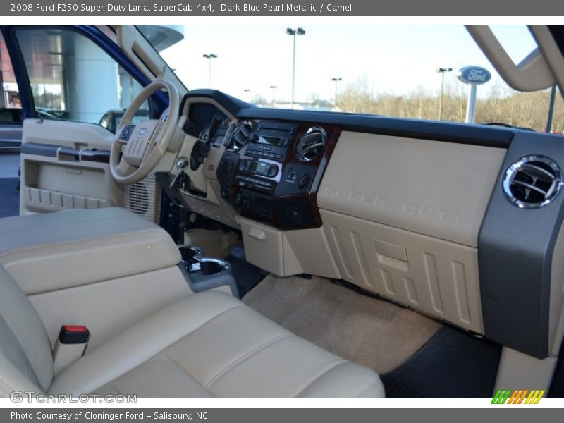 Dark Blue Pearl Metallic / Camel 2008 Ford F250 Super Duty Lariat SuperCab 4x4