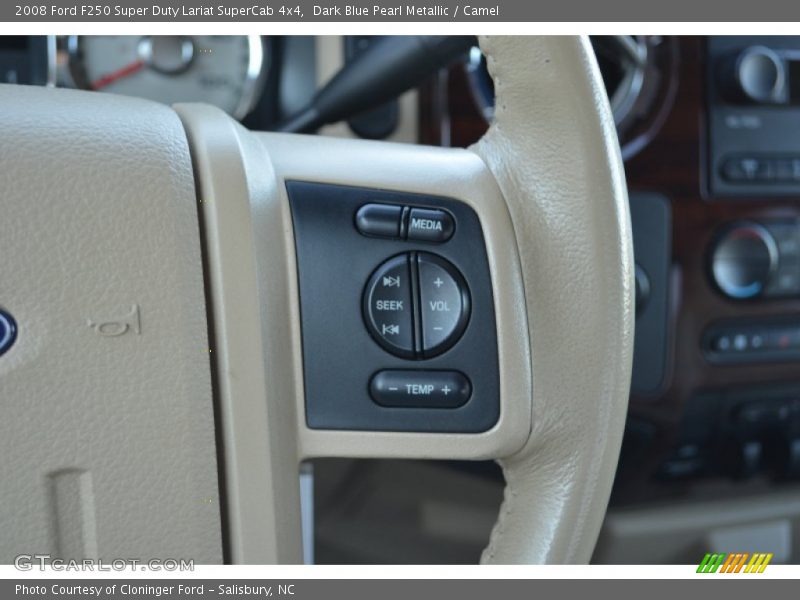 Dark Blue Pearl Metallic / Camel 2008 Ford F250 Super Duty Lariat SuperCab 4x4