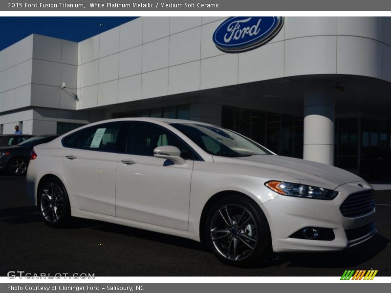 White Platinum Metallic / Medium Soft Ceramic 2015 Ford Fusion Titanium
