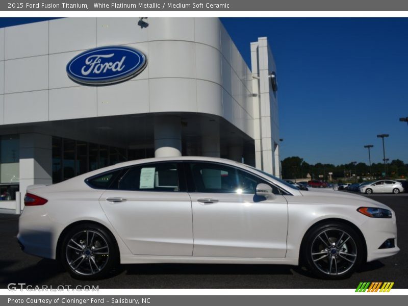 White Platinum Metallic / Medium Soft Ceramic 2015 Ford Fusion Titanium