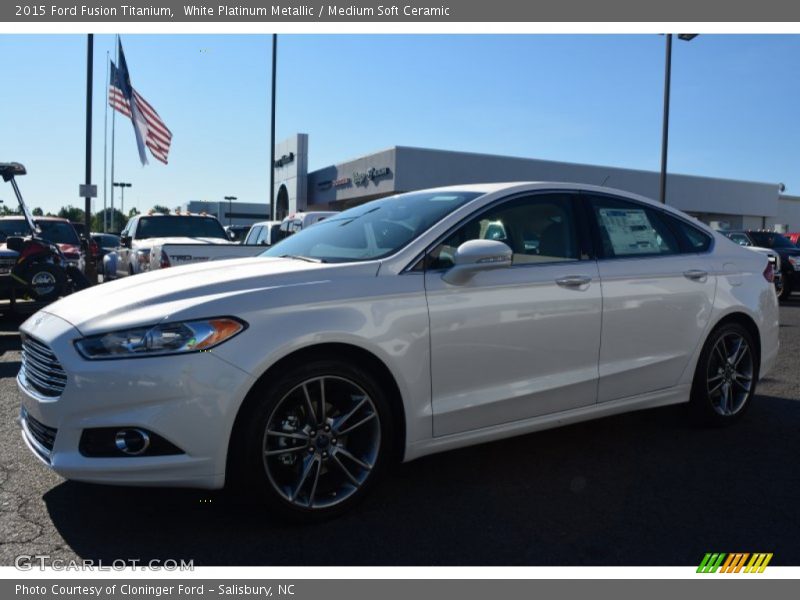 White Platinum Metallic / Medium Soft Ceramic 2015 Ford Fusion Titanium