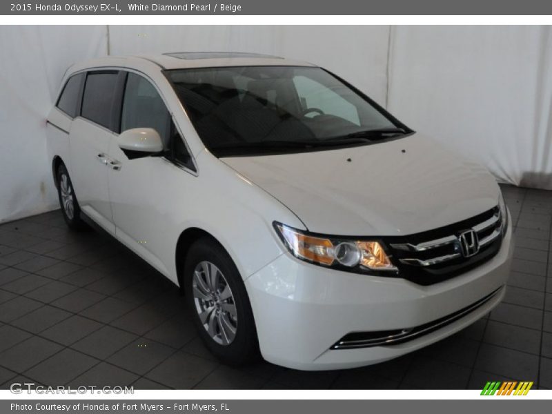 White Diamond Pearl / Beige 2015 Honda Odyssey EX-L