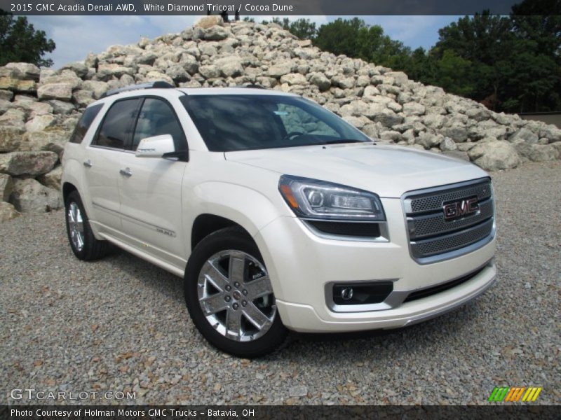 White Diamond Tricoat / Cocoa Dune 2015 GMC Acadia Denali AWD