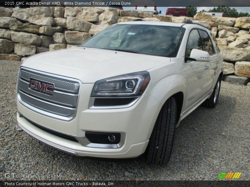 White Diamond Tricoat / Cocoa Dune 2015 GMC Acadia Denali AWD