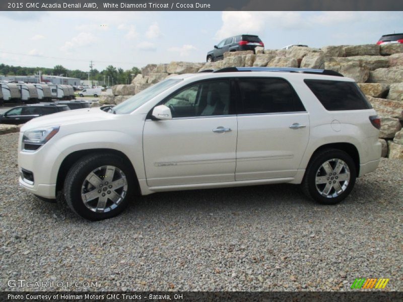 White Diamond Tricoat / Cocoa Dune 2015 GMC Acadia Denali AWD