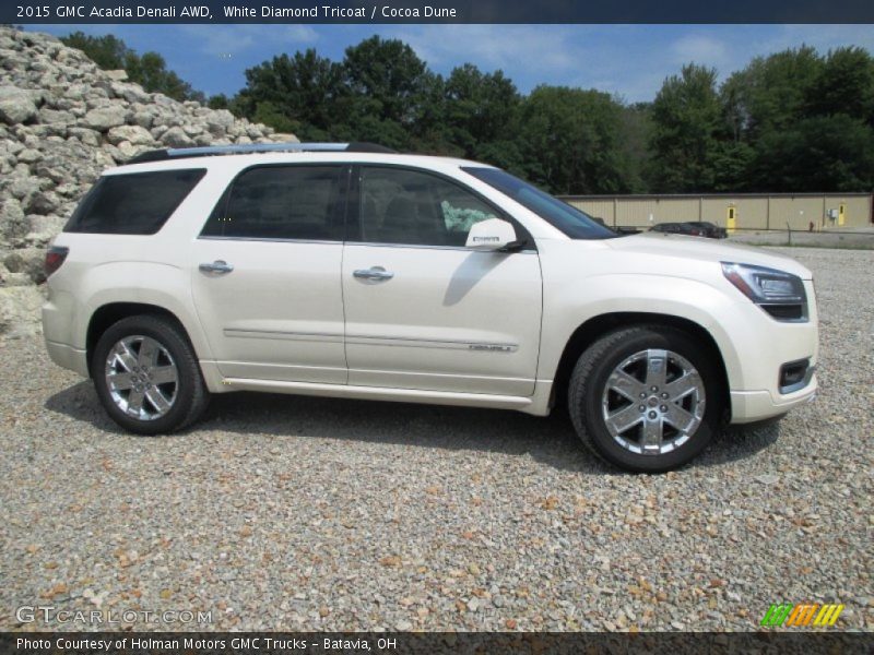 White Diamond Tricoat / Cocoa Dune 2015 GMC Acadia Denali AWD