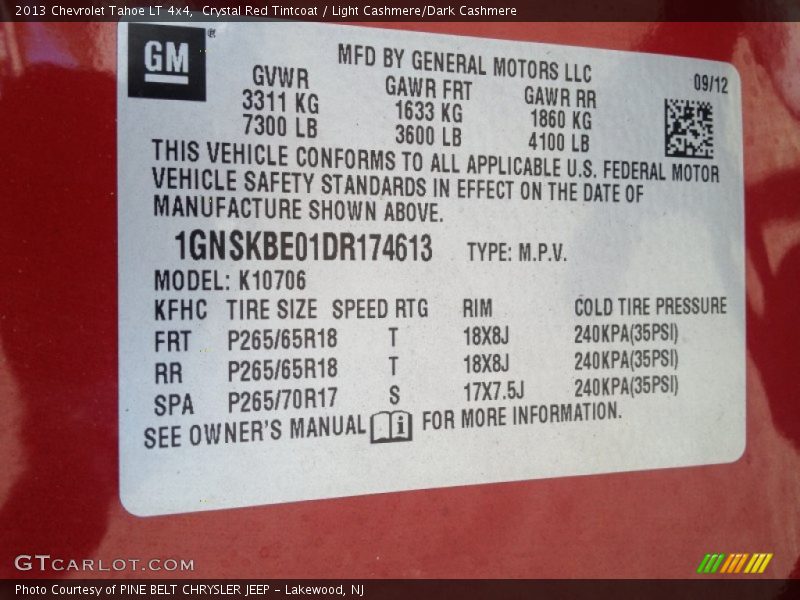 Crystal Red Tintcoat / Light Cashmere/Dark Cashmere 2013 Chevrolet Tahoe LT 4x4