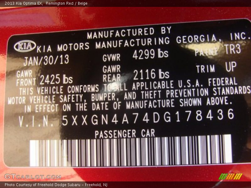 Remington Red / Beige 2013 Kia Optima EX