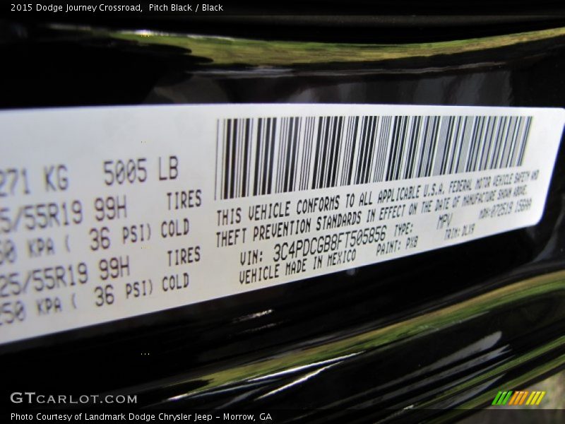 Pitch Black / Black 2015 Dodge Journey Crossroad