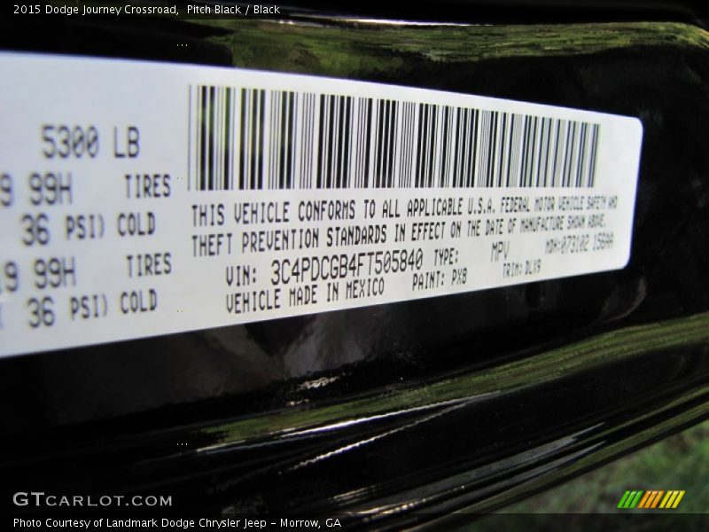 Pitch Black / Black 2015 Dodge Journey Crossroad