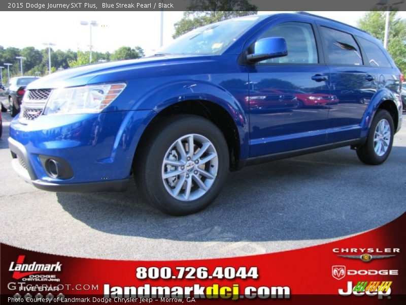 Blue Streak Pearl / Black 2015 Dodge Journey SXT Plus
