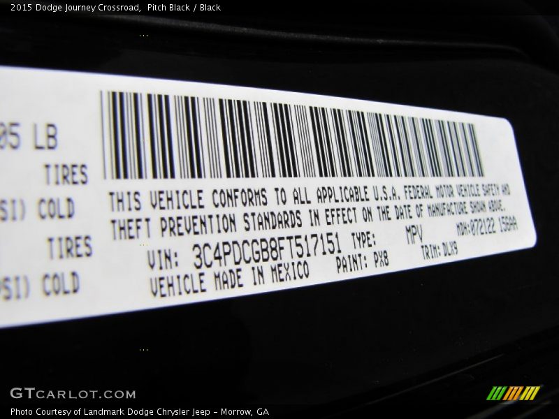 Pitch Black / Black 2015 Dodge Journey Crossroad
