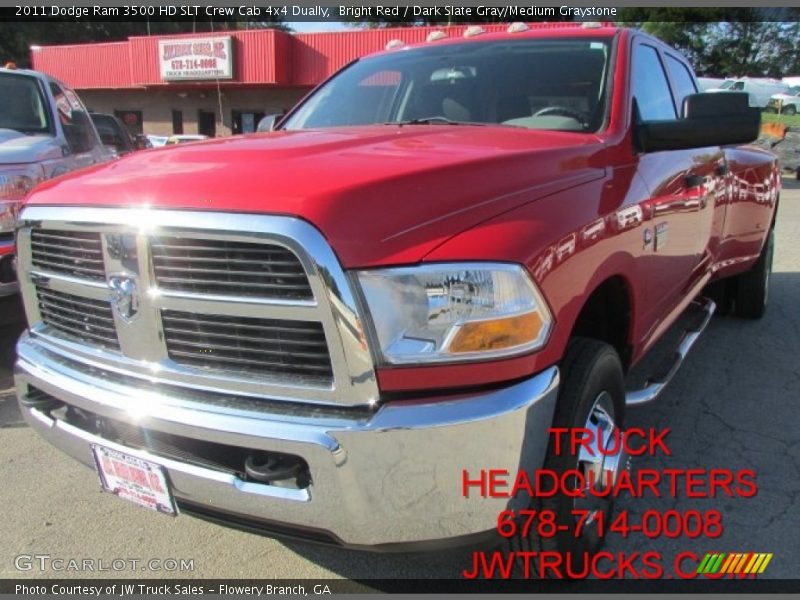 Bright Red / Dark Slate Gray/Medium Graystone 2011 Dodge Ram 3500 HD SLT Crew Cab 4x4 Dually