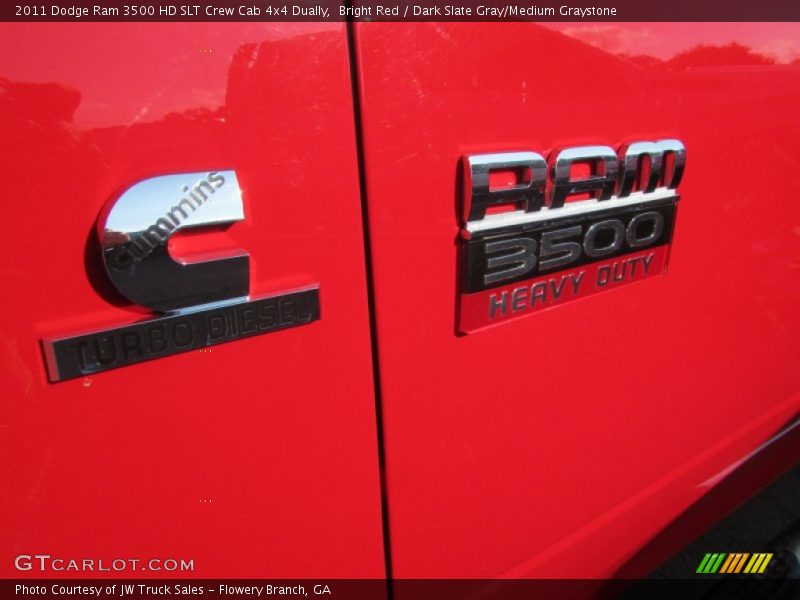 Bright Red / Dark Slate Gray/Medium Graystone 2011 Dodge Ram 3500 HD SLT Crew Cab 4x4 Dually