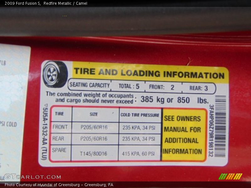 Redfire Metallic / Camel 2009 Ford Fusion S