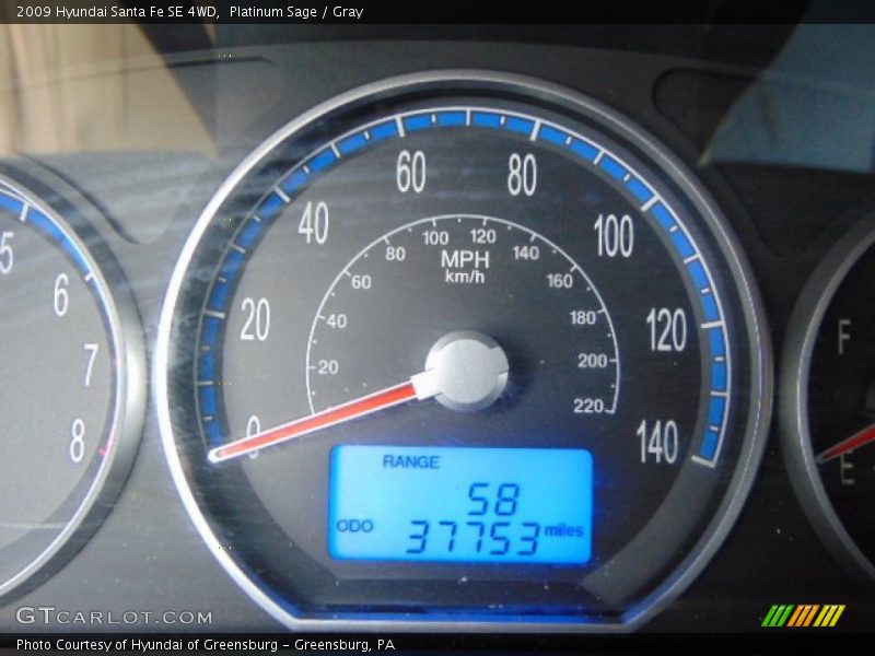 Platinum Sage / Gray 2009 Hyundai Santa Fe SE 4WD