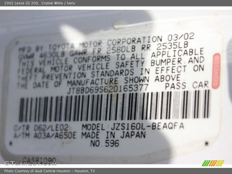 Crystal White / Ivory 2002 Lexus GS 300