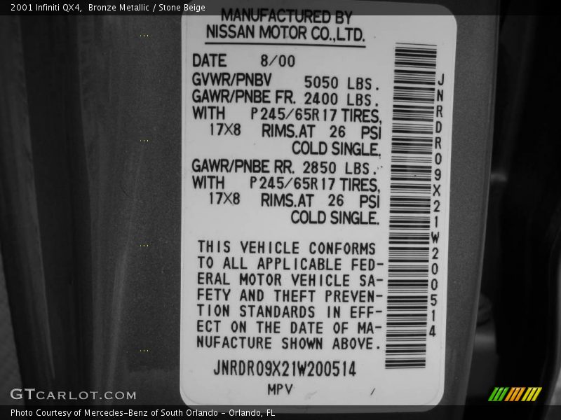 Bronze Metallic / Stone Beige 2001 Infiniti QX4