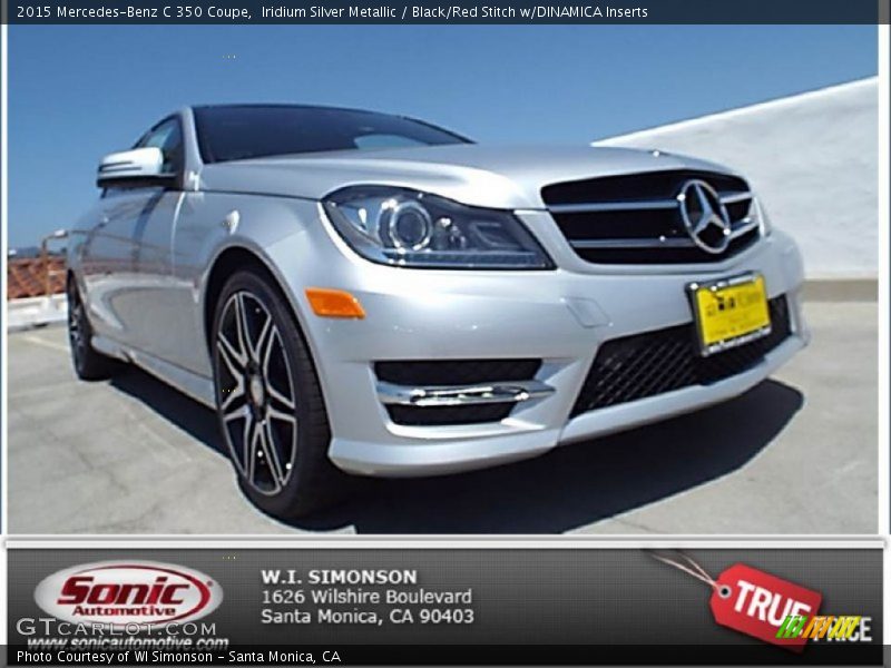 Iridium Silver Metallic / Black/Red Stitch w/DINAMICA Inserts 2015 Mercedes-Benz C 350 Coupe