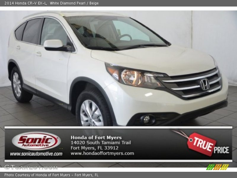 White Diamond Pearl / Beige 2014 Honda CR-V EX-L