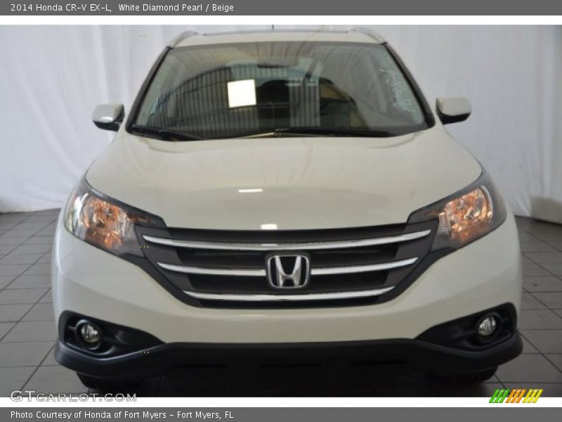 White Diamond Pearl / Beige 2014 Honda CR-V EX-L