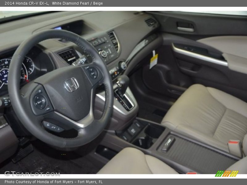 White Diamond Pearl / Beige 2014 Honda CR-V EX-L