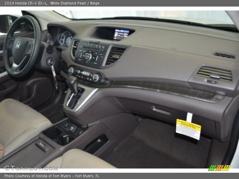 White Diamond Pearl / Beige 2014 Honda CR-V EX-L