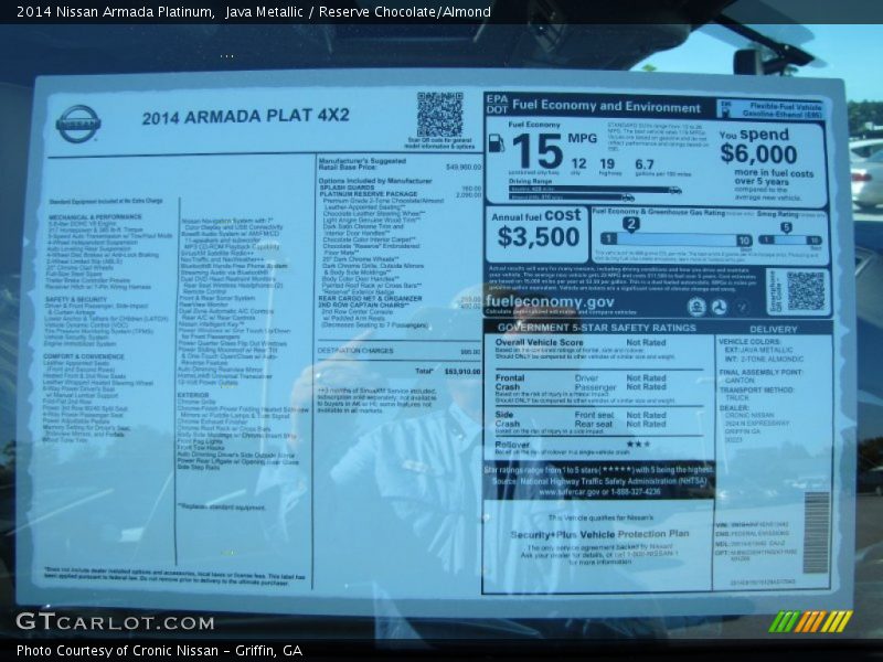  2014 Armada Platinum Window Sticker