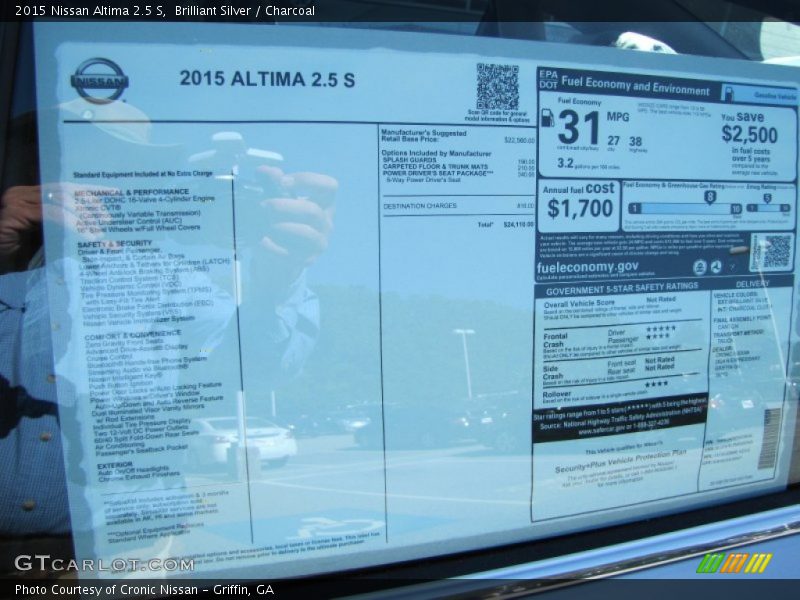 Brilliant Silver / Charcoal 2015 Nissan Altima 2.5 S