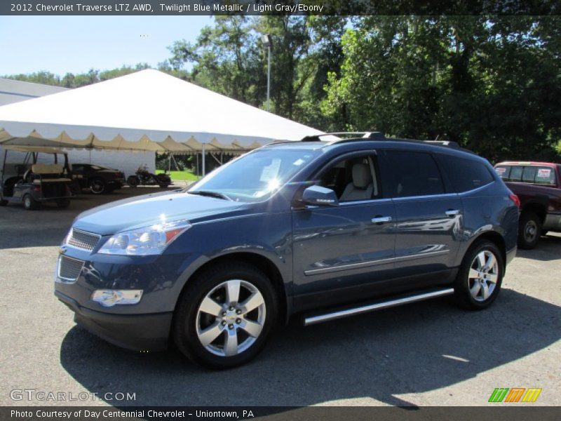 Twilight Blue Metallic / Light Gray/Ebony 2012 Chevrolet Traverse LTZ AWD