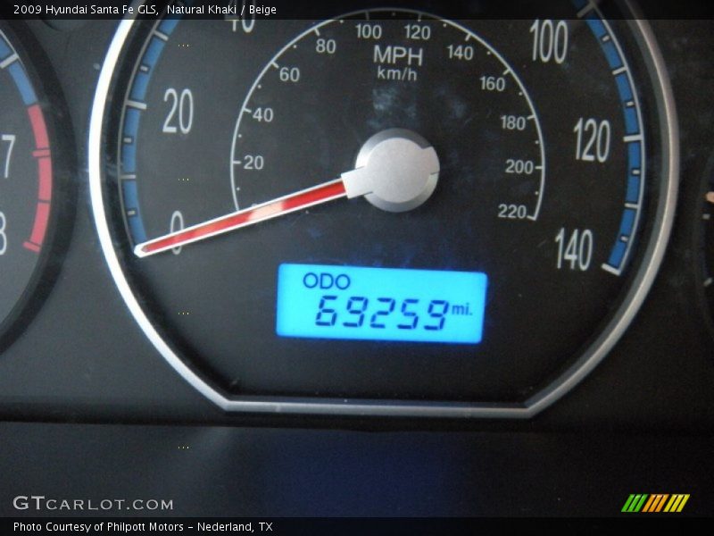 Natural Khaki / Beige 2009 Hyundai Santa Fe GLS