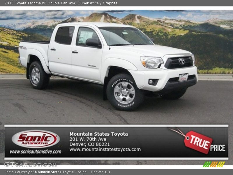 Super White / Graphite 2015 Toyota Tacoma V6 Double Cab 4x4
