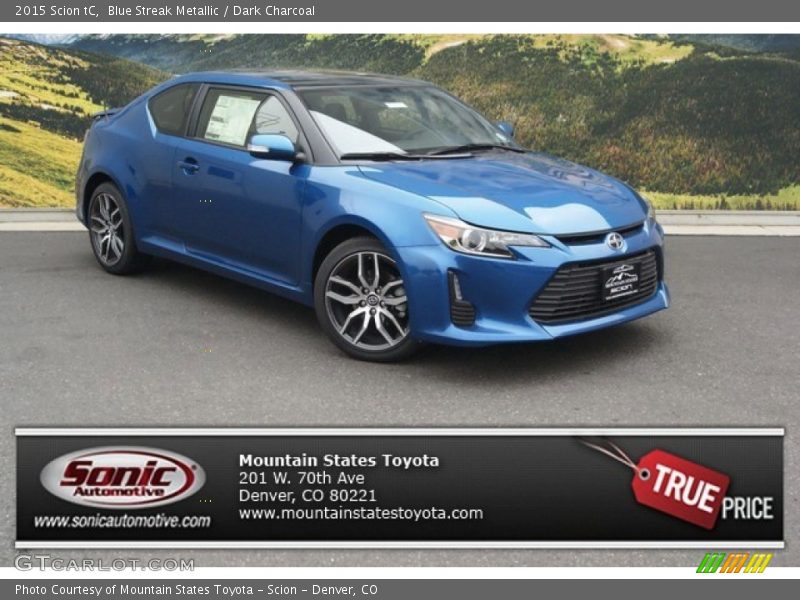 Blue Streak Metallic / Dark Charcoal 2015 Scion tC