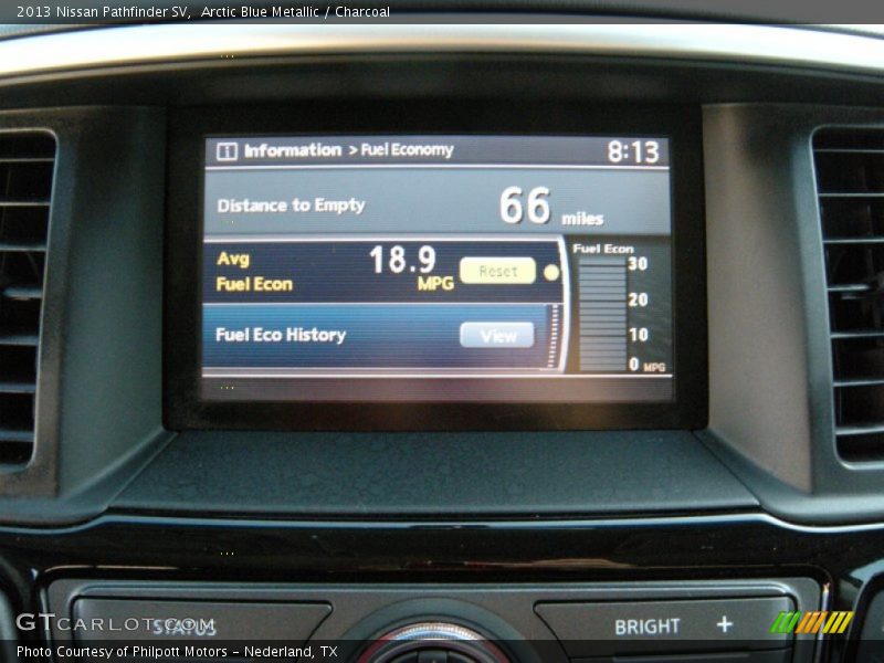 Arctic Blue Metallic / Charcoal 2013 Nissan Pathfinder SV