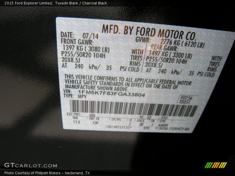 Tuxedo Black / Charcoal Black 2015 Ford Explorer Limited