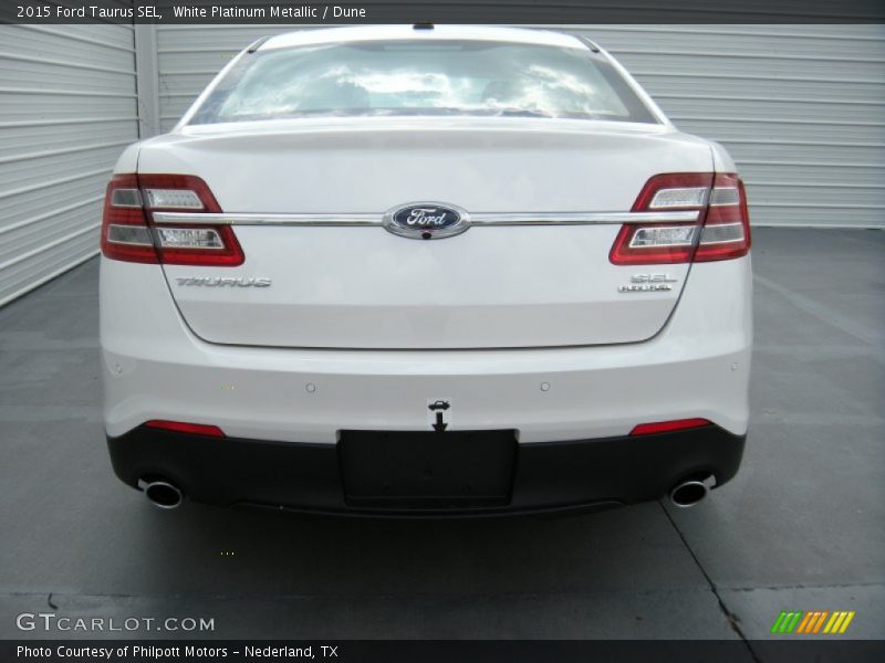 White Platinum Metallic / Dune 2015 Ford Taurus SEL
