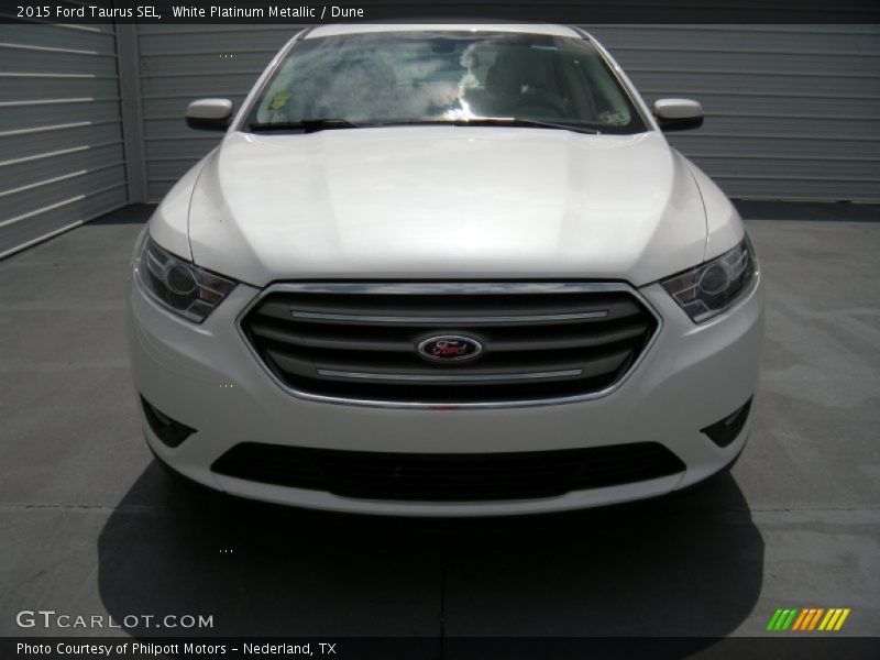 White Platinum Metallic / Dune 2015 Ford Taurus SEL