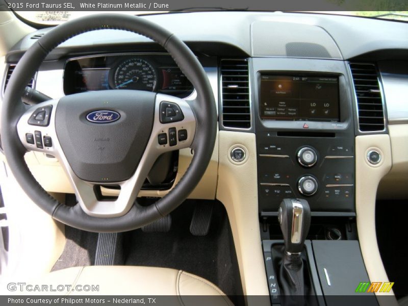 White Platinum Metallic / Dune 2015 Ford Taurus SEL