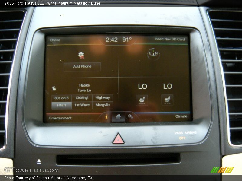White Platinum Metallic / Dune 2015 Ford Taurus SEL