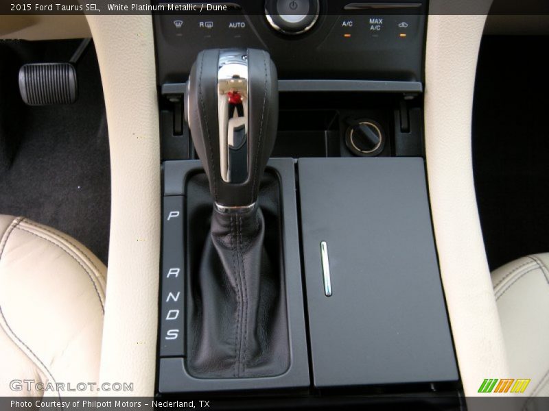 White Platinum Metallic / Dune 2015 Ford Taurus SEL