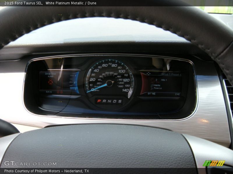 White Platinum Metallic / Dune 2015 Ford Taurus SEL