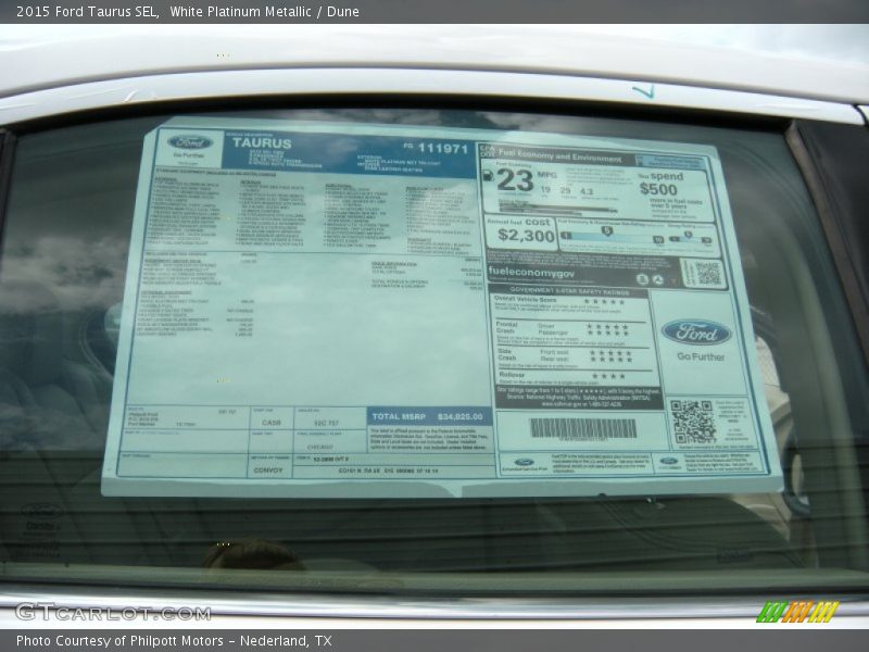 White Platinum Metallic / Dune 2015 Ford Taurus SEL
