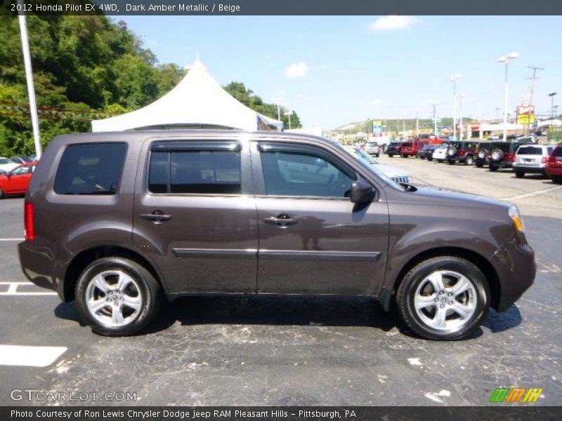 Dark Amber Metallic / Beige 2012 Honda Pilot EX 4WD