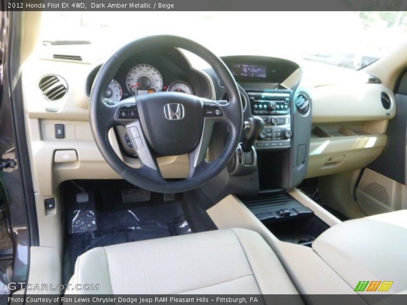 Dark Amber Metallic / Beige 2012 Honda Pilot EX 4WD